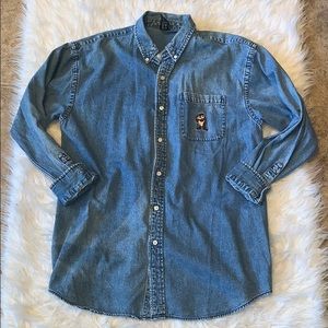 1998 warner bros denim taz button up
